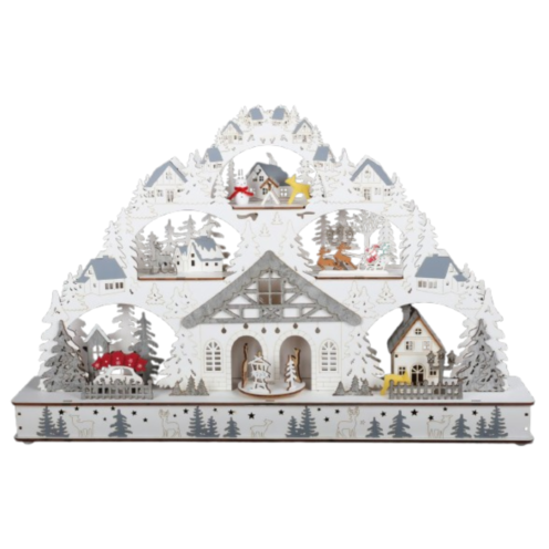 Medinė žvakidė su lemputėmis Medinė žvakidė su lemputėmis