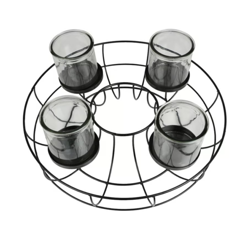 Metalinis Advento vainikas su žvakidėmis Metalinis Advento vainikas su žvakidėmis