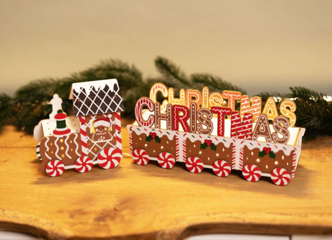 Meduolinis traukinys su LED lemputėmis