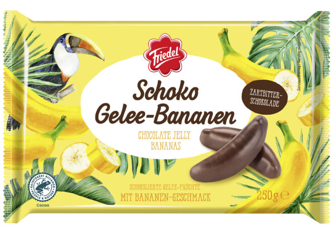 „Friedel“ želė bananai aplieti šokoladu