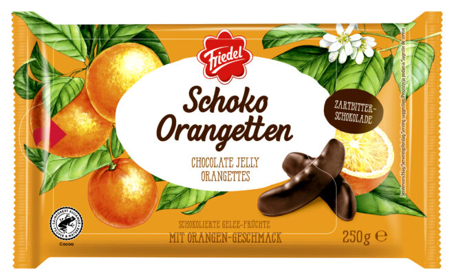 „Schoko“ apelsinų arba bananų skonio saldainiai „Schoko“ apelsinų arba bananų skonio saldainiai