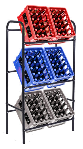 Butelių dėžių stovas Butelių dėžių stovas