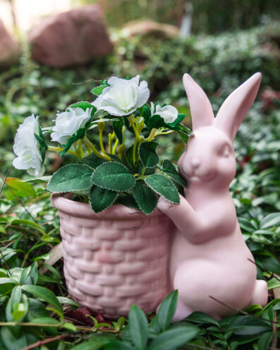 Zuikis su gėlių vazonu Zuikis su gėlių vazonu