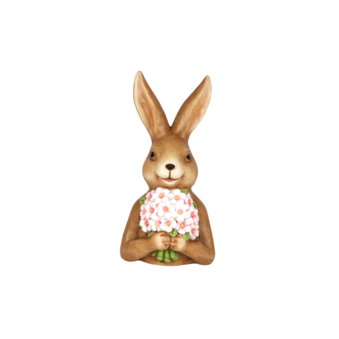 Zuikio biustas su gėlių puokšte